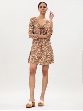 Lefties Floral Ruched Mini Dress Small Boho Cottagecore